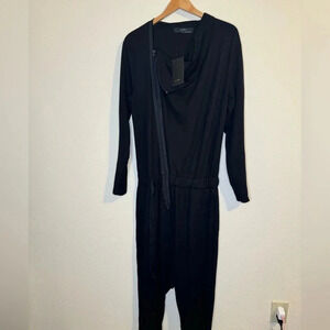 Zara Black Funky Zippered Jumpsuit Size Large NWT